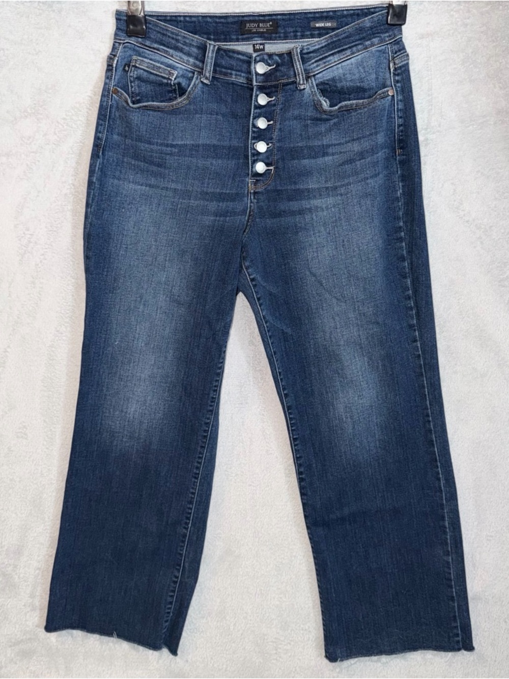 Judy Blue Women's High Rise Wide Leg Dark Denim Jeans Size 14W Button Fly